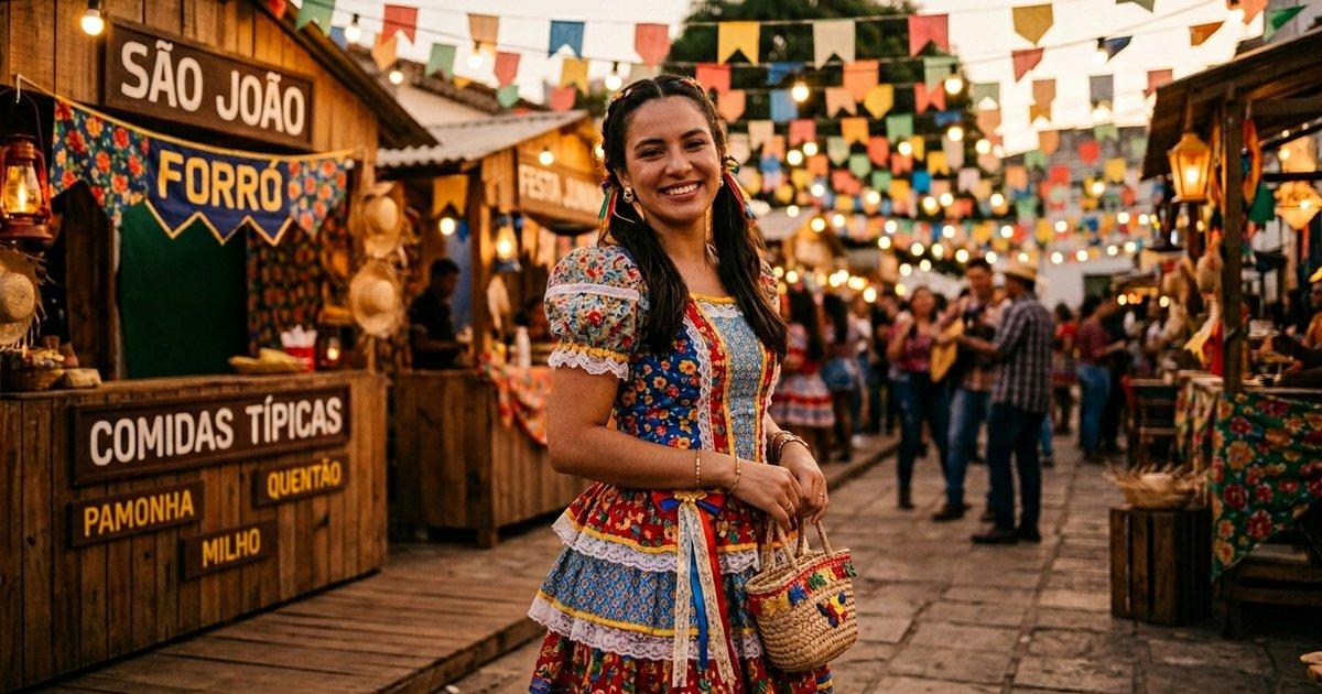 Look de festa junina — referência de produção visual com clima junino do MeuEstudio